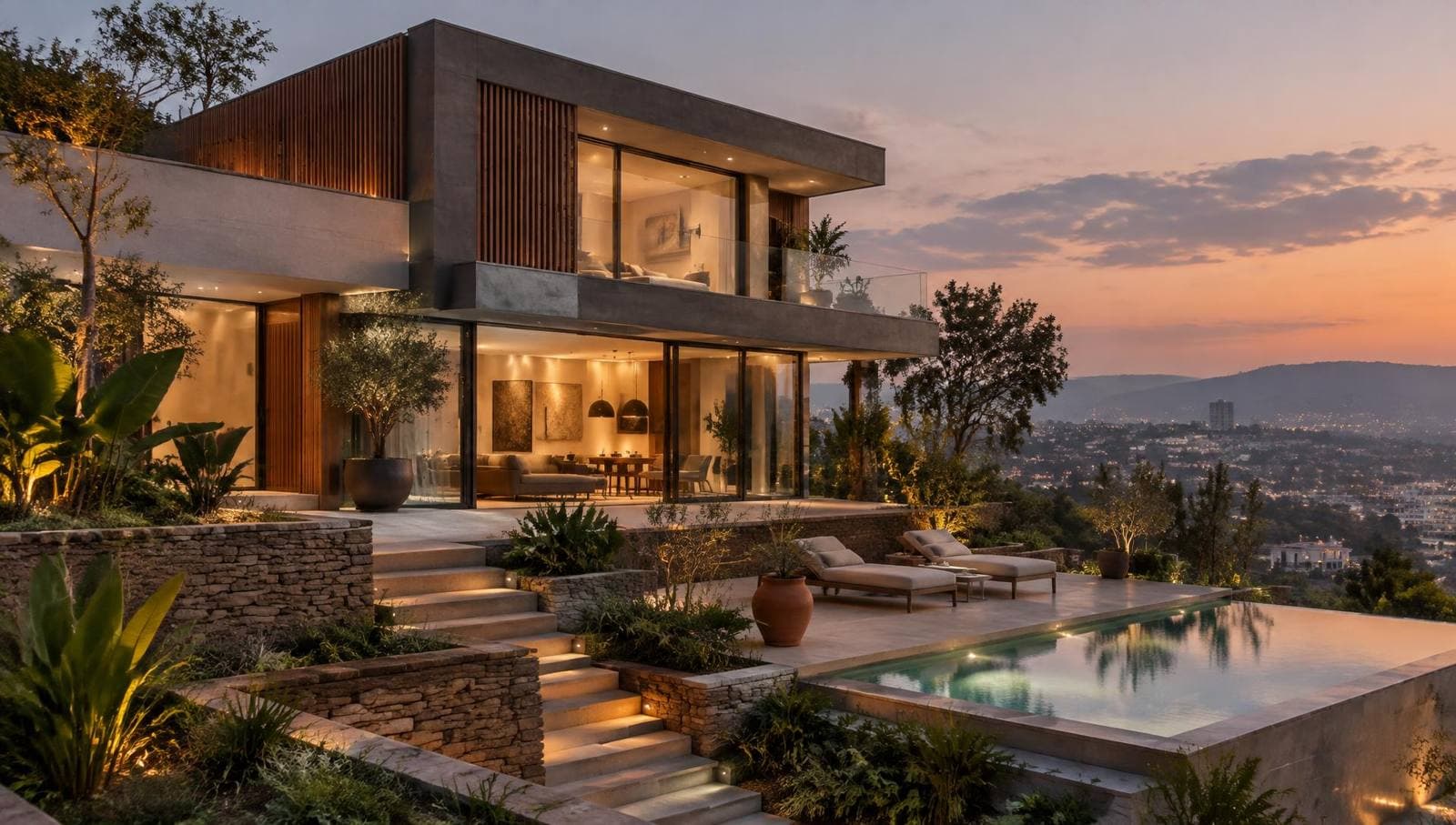 Completed modern residential villa by SCTID in Kigali at dusk